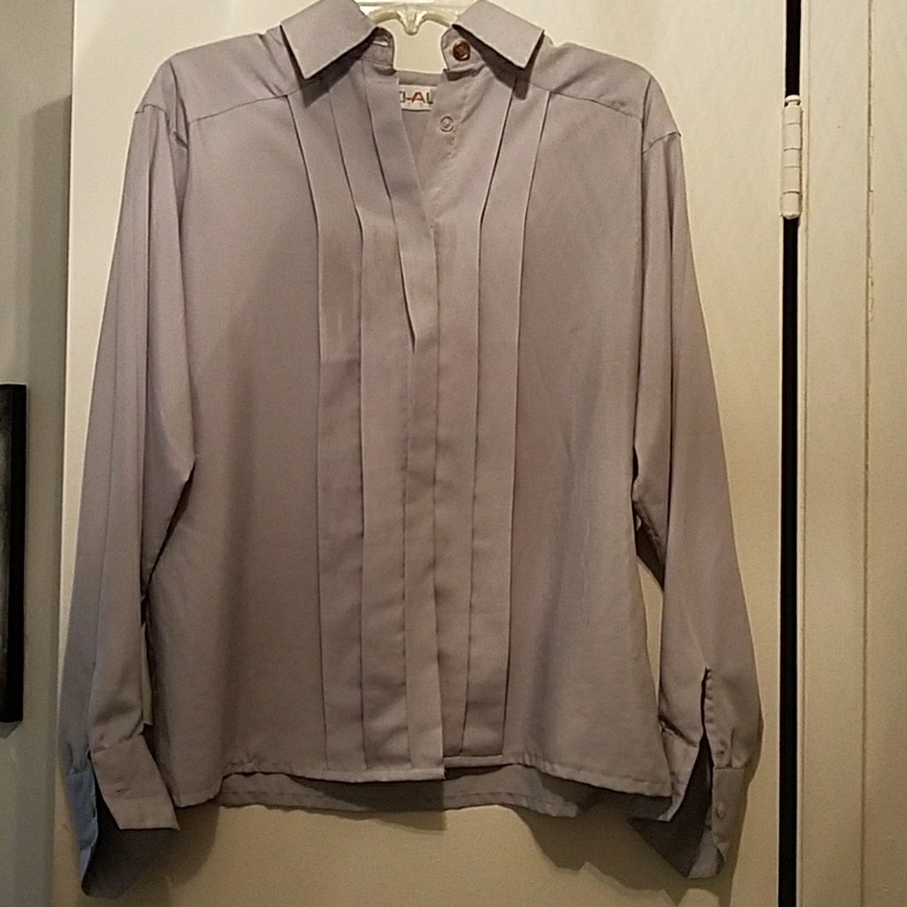 Chaus Silver/Gray Blouse with Triangle Sleeves
